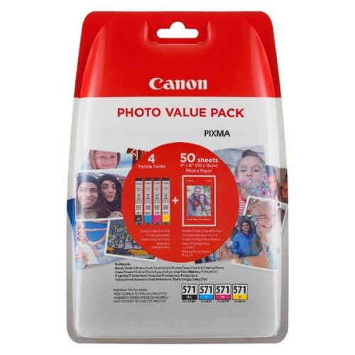 Canon oryginalny ink / tusz 0332C005, cmyk, CLI-571XL C/M/Y/BK + 50x PP-201, Canon Pixma MG6850,MG6851,MG6852,MG6853,MG7750, MG575