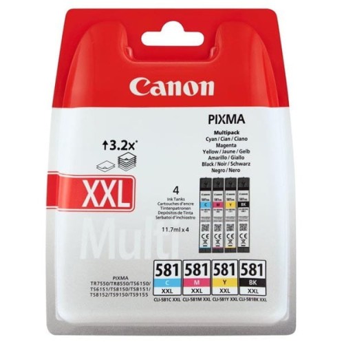 Canon oryginalny ink / tusz CLI-581 XXL CMYK Multi Pack, CMYK, 4*11.7ml, 1998C005, very high capacity, Canon 4-pack PIXMA TR7550,