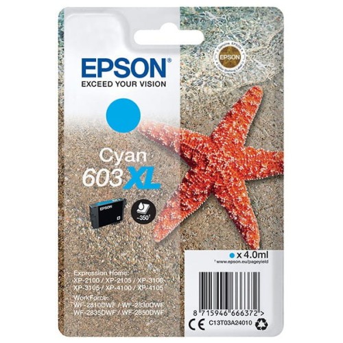 Epson oryginalny ink / tusz C13T03A24010, 603XL, cyan, 4.0ml, Epson Expression Home XP-2100, 2105, 3100, 3105 WF-2310