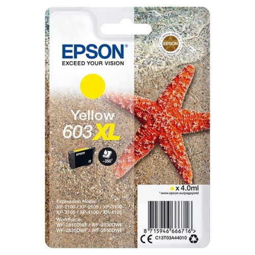 Epson oryginalny ink / tusz C13T03A44010, 603XL, yellow, 4.0ml, Epson Expression Home XP-2100, 2105, 3100, 3105 WF-2310