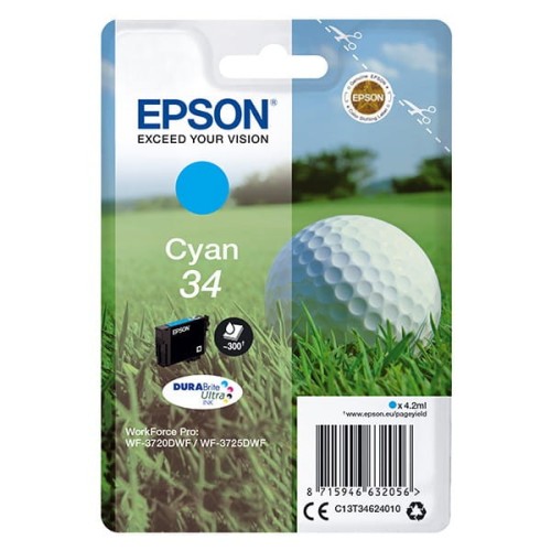 Epson oryginalny ink / tusz C13T34624010, T346240, cyan, 4.2ml, Epson WF-3720DWF, 3725DWF