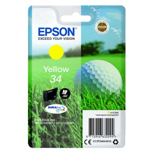 Epson oryginalny ink / tusz C13T34644010, T346440, yellow, 4.2ml, Epson WF-3720DWF, 3725DWF