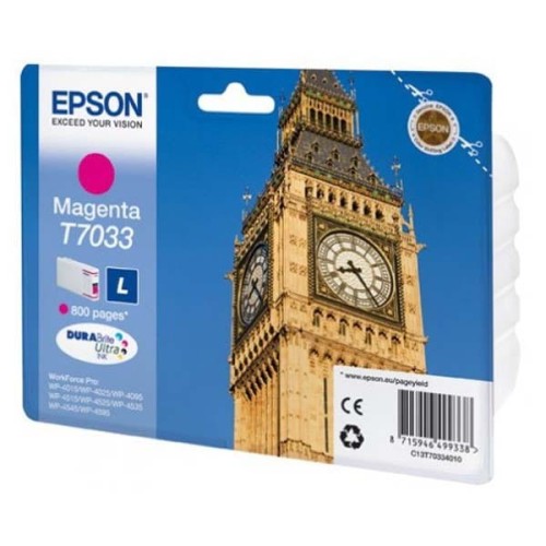 Epson oryginalny ink / tusz C13T70334010, L, magenta, 800s, Epson WorkForce Pro WP4000, 4500 series