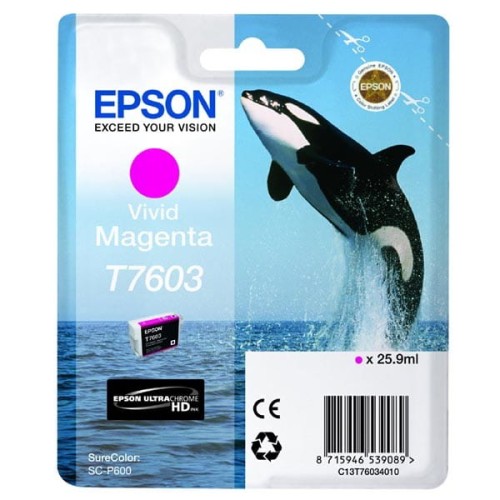 Epson oryginalny ink / tusz C13T76034010, T7603, vivid magenta, 25,9ml, 1szt, Epson SureColor SC-P600
