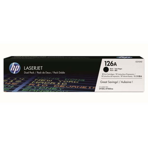 HP oryginalny toner CE310AD, black, 1200s, HP 126A, HP LaserJet Pro CP1025, dual pack, 1000g, 2szt, O