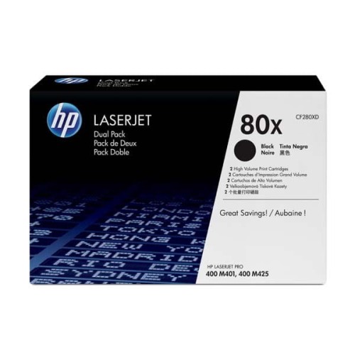 HP oryginalny toner CF280XD, black, 6900s, HP 80X, HP LaserJet+, N, dual pack, 2000g, O