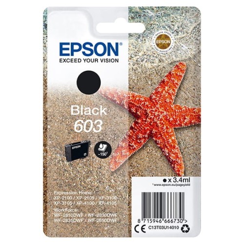 Epson oryginalny ink / tusz C13T03U14010, 603, black, 3.4ml, Epson Expression Home XP-2100, 2105, 3100, 3105 WF-2310